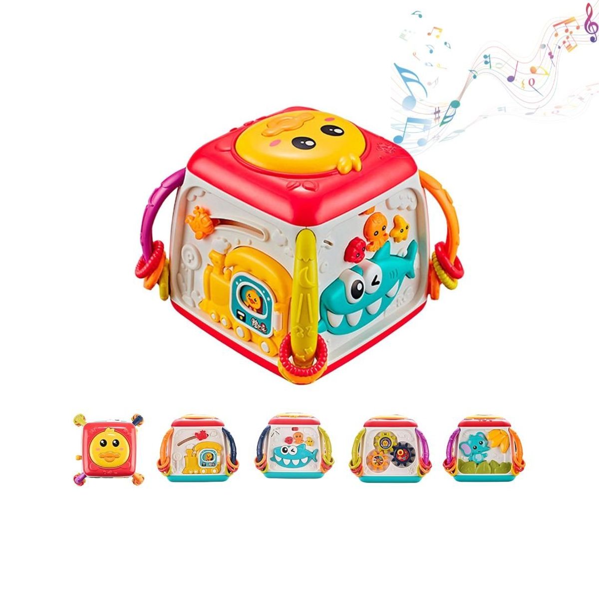 GENERICO - Cubo Patito Musical de Actividades Montessori Rojo para Bebé