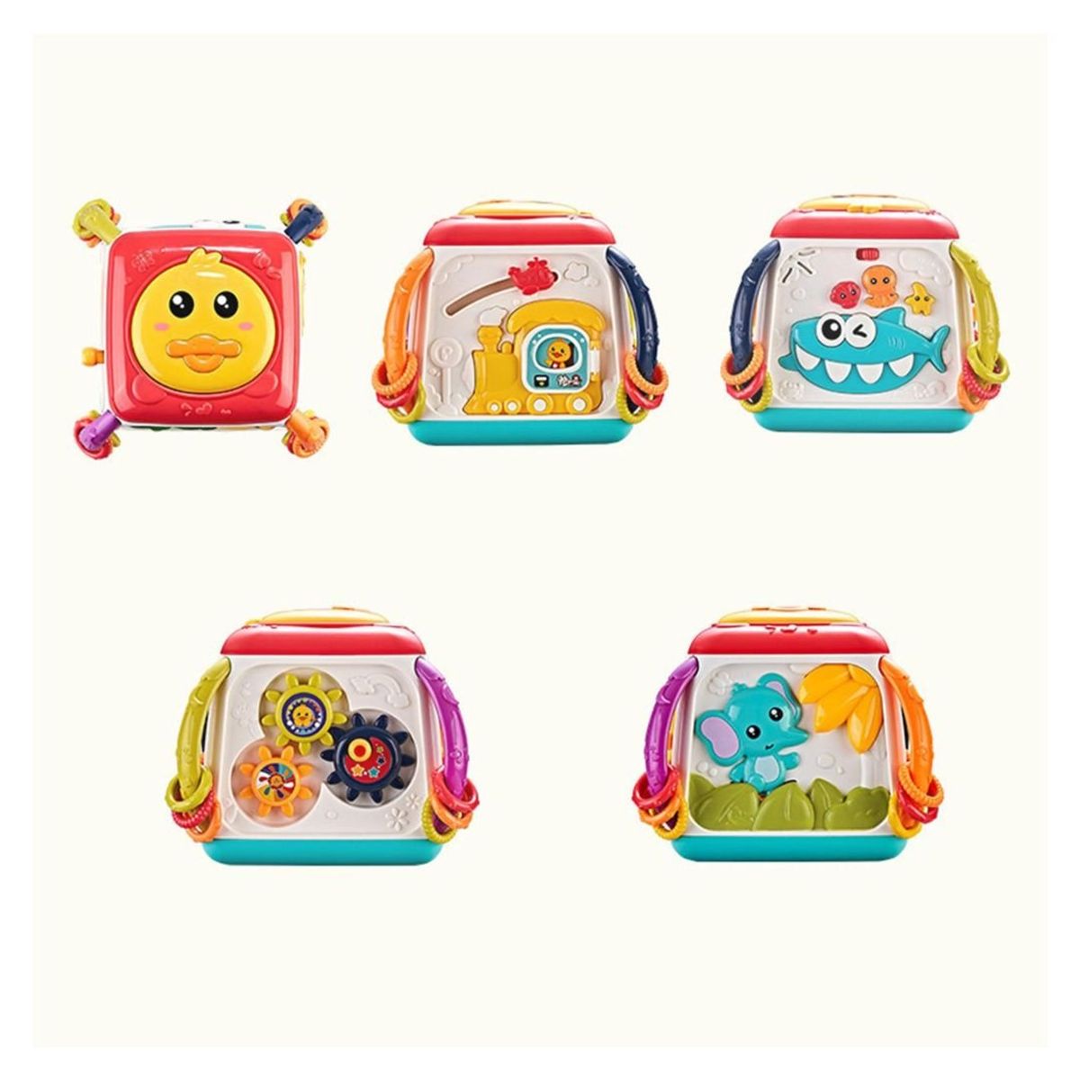 GENERICO - Cubo Patito Musical de Actividades Montessori Rojo para Bebé