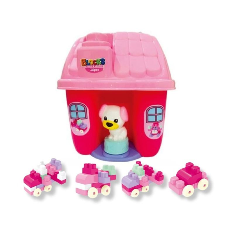 GENERICO - Casita Rosa Para Mascota Bloques de Construcción 45 Pzs