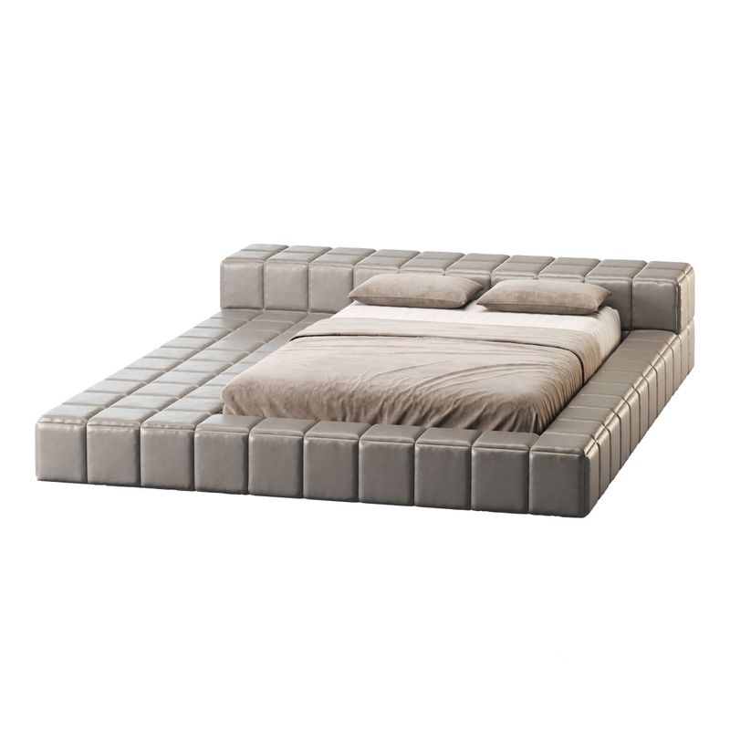 GENERICO - Cama Tapizada Irene Encajonada Queen - Gris
