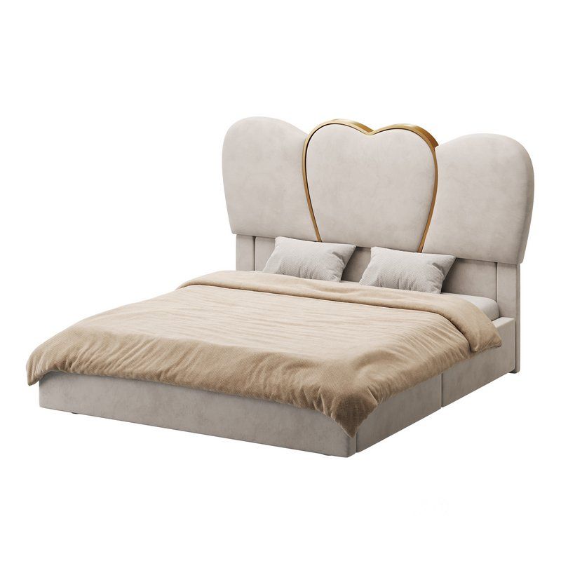 GENERICO - Cama Tapizada Homfa Corazón Queen - Beige