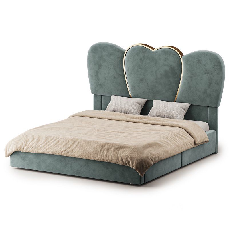 GENERICO - Cama Tapizada Homfa Corazón Queen - Jade
