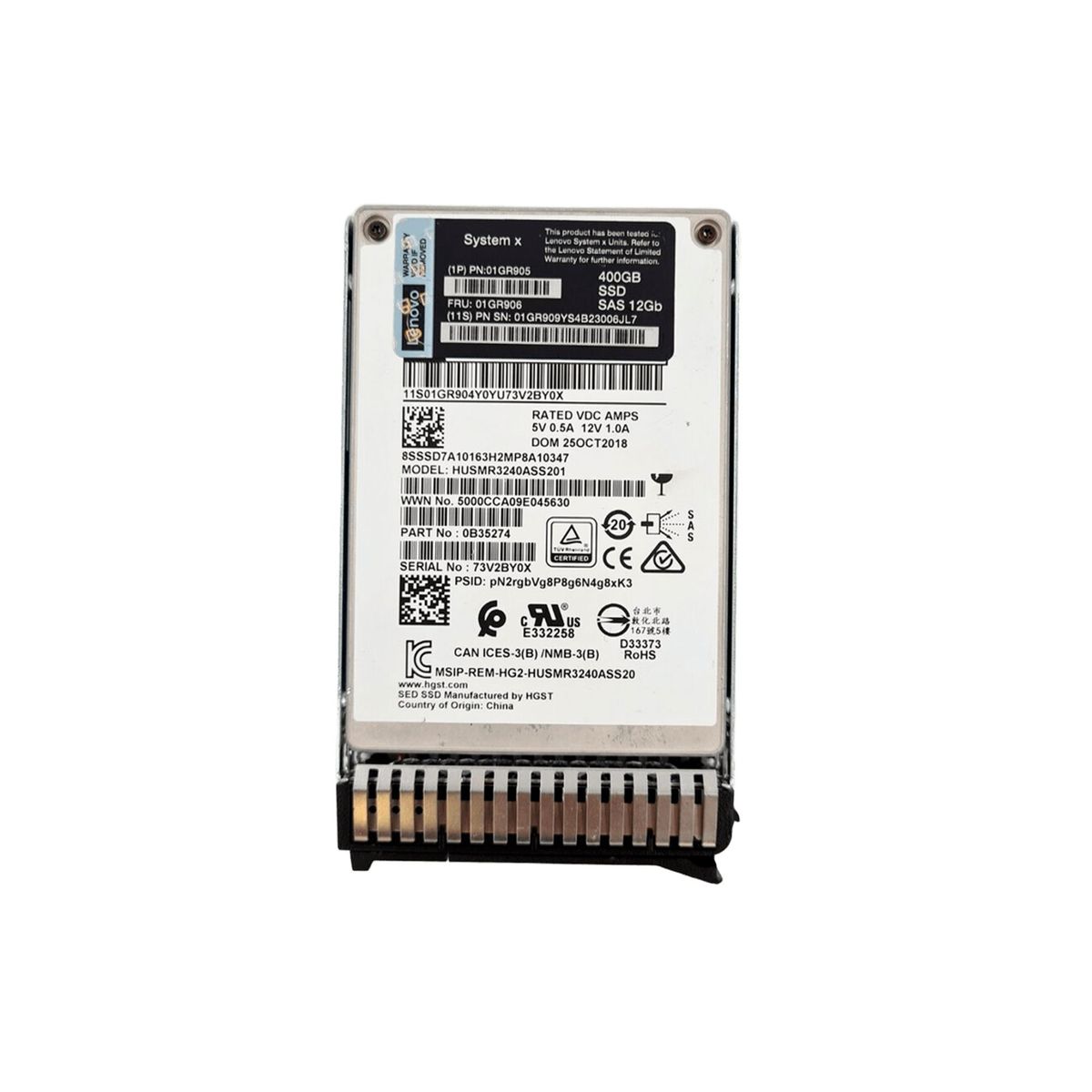 LENOVO - SYSTEM LENOVO X SSD 400GB SAS 12G PN 01GR906 01GR905