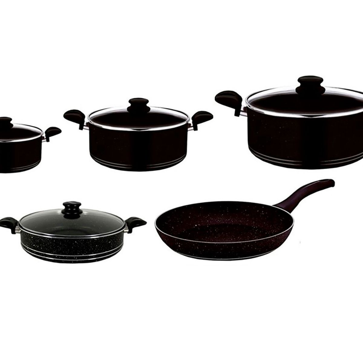 BONERA - Juego de Ollas 9 Piezas Granito Black Montella