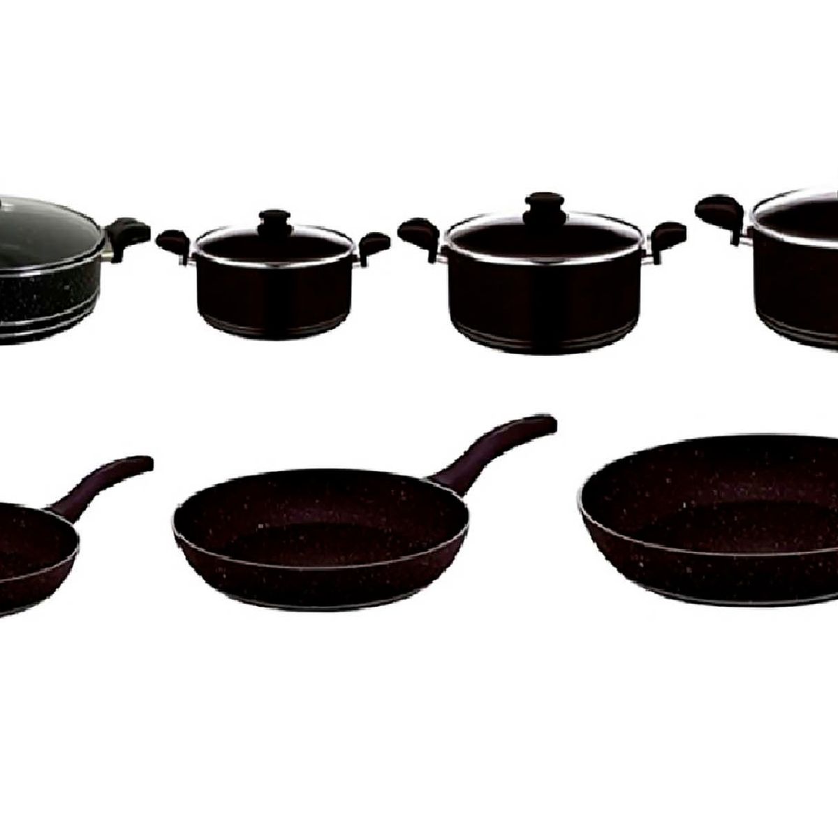 BONERA - Juego de Ollas 11 Piezas Granito Black Montella