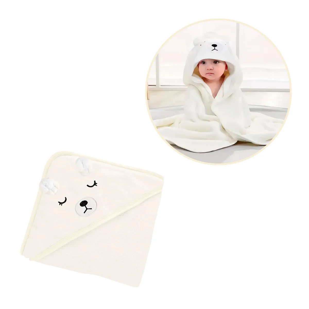 BUYPAL - Toalla de Baño Bebe con Capucha Suave y Acogedora Crema
