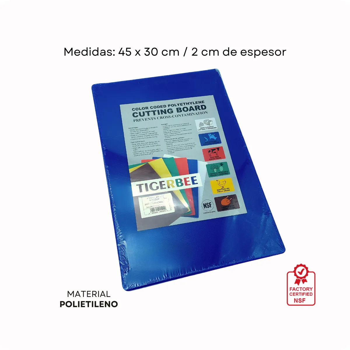 TIGERBEE - Tabla para Picar 45x30 Polietileno Azul