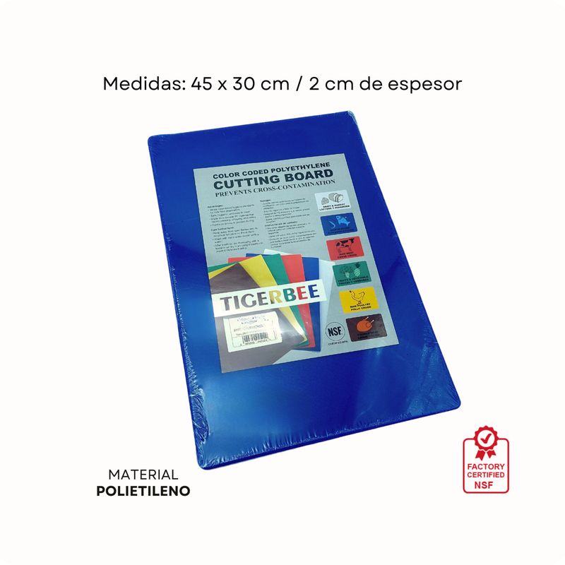 TIGERBEE - Tabla para Picar 45x30 Polietileno Azul