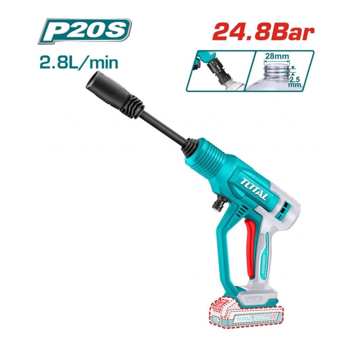 TOTAL TOOLS - Hidrolavadora inalámbrica incluye batería y cargador Total