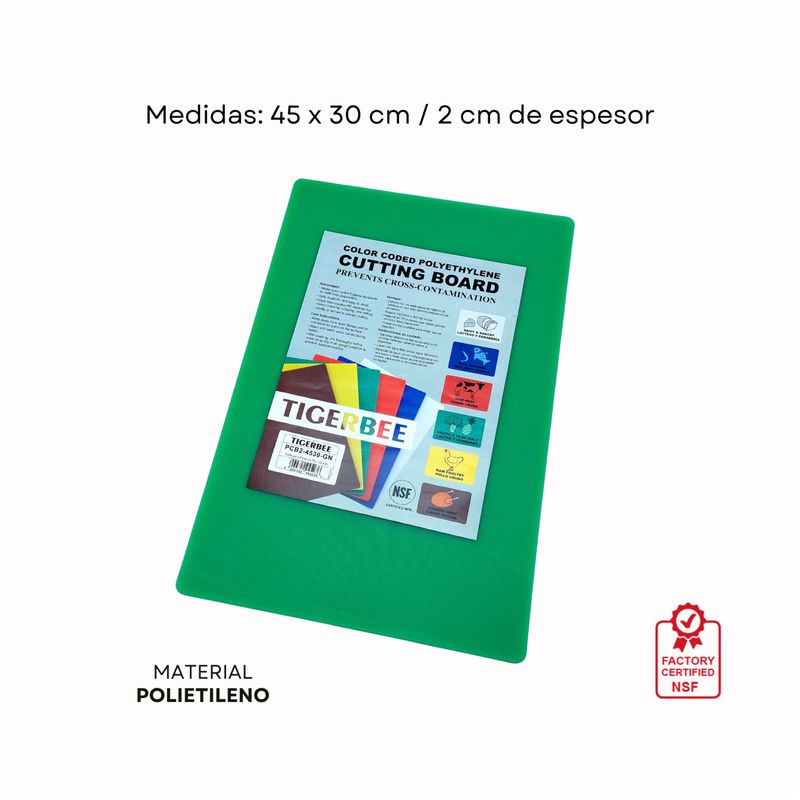 TIGERBEE - Tabla para Picar 45x30 Polietileno Verde