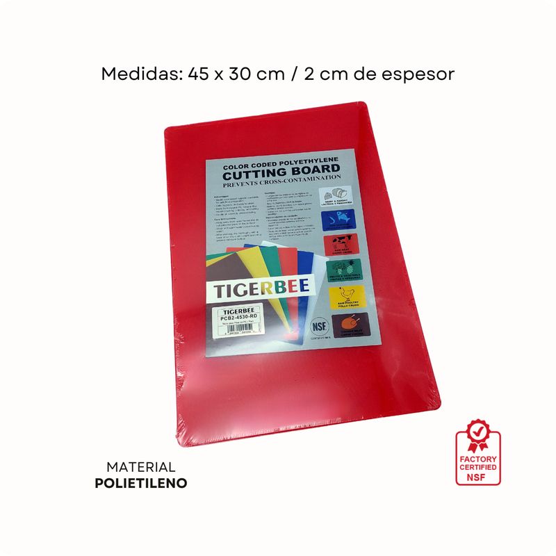 TIGERBEE - Tabla para Picar 45x30 Polietileno Rojo