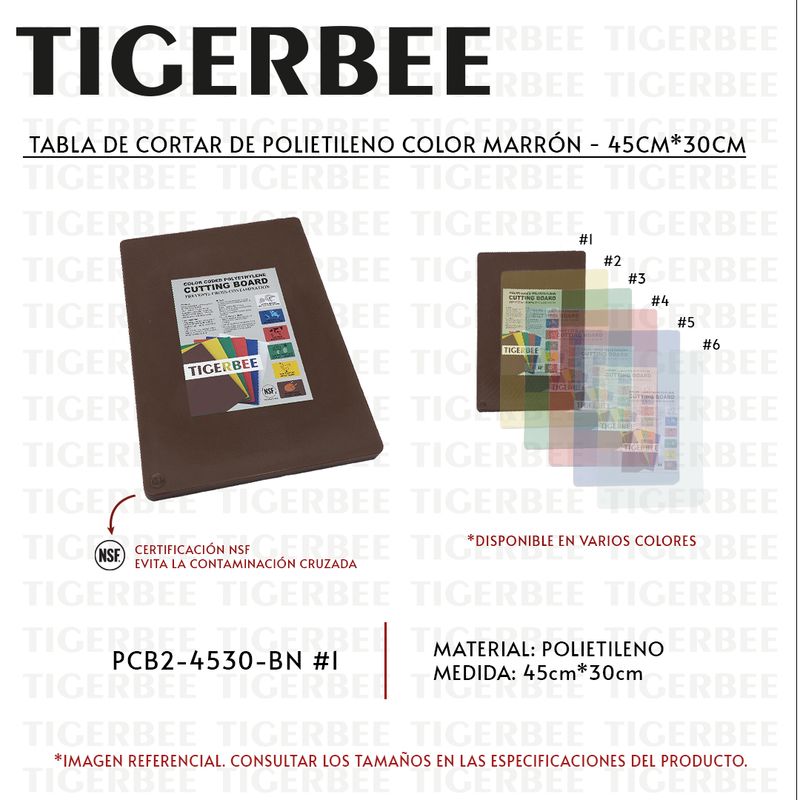 TIGERBEE - TABLA DE PICAR 45x30 POLIETILENO MARRÓN