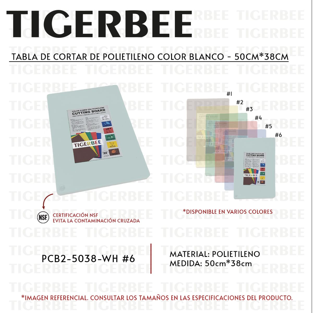 TIGERBEE - TABLA PARA PICAR 50x38 POLIETILENO BLANCO