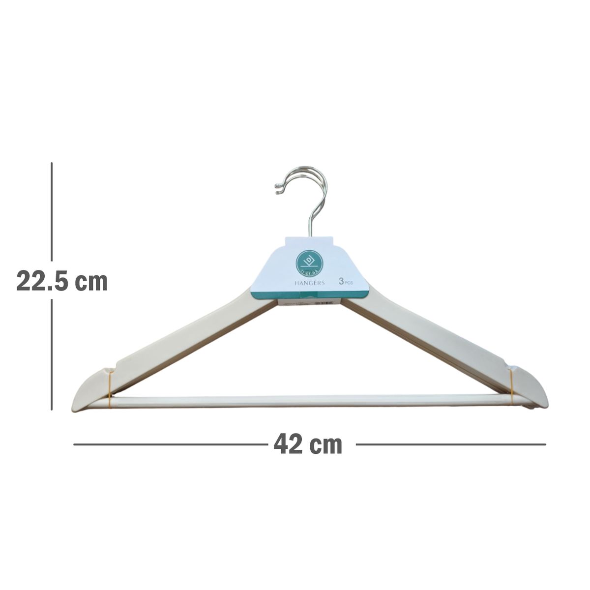 GENERICO - 3 ganchos colgadores perchas de ropa - Crema