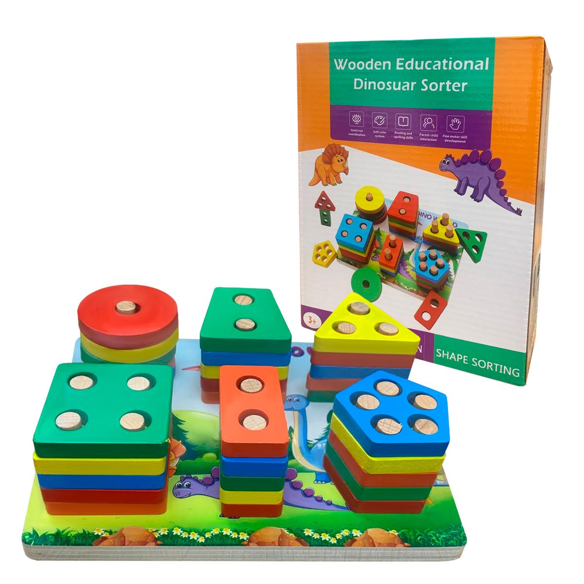 BUYPAL - Juguete Didactico Torre de Bloques de Dinosaurios