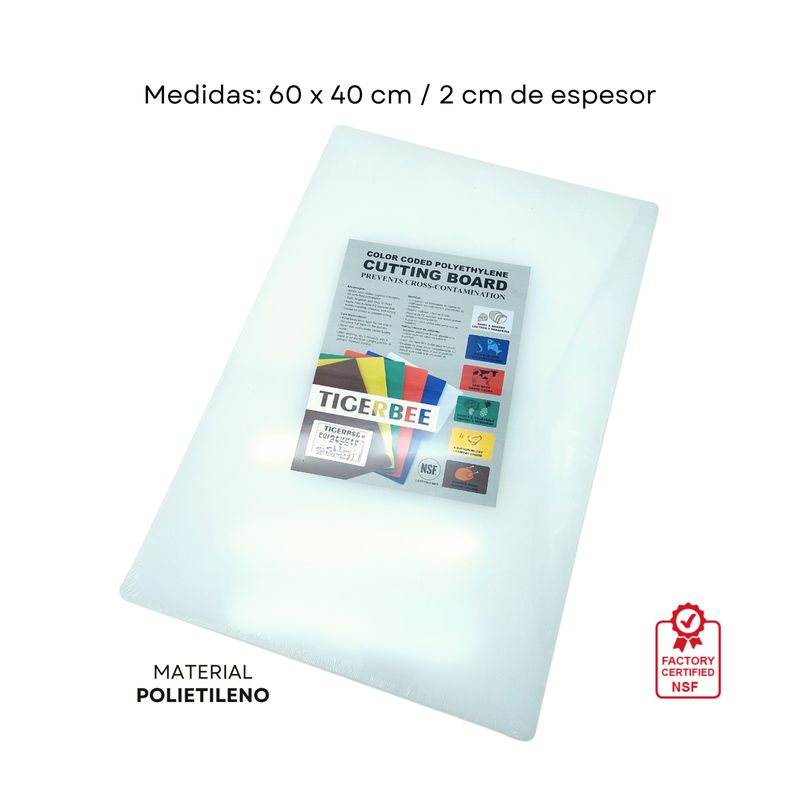 TIGERBEE - Tabla para Picar 60x40 Polietileno Blanco