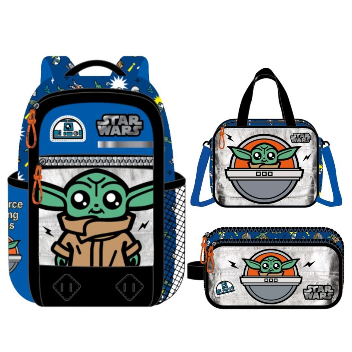 DISNEY - Pack Escolar Mochila Oficio Premium Disney Baby Yoda Azul
