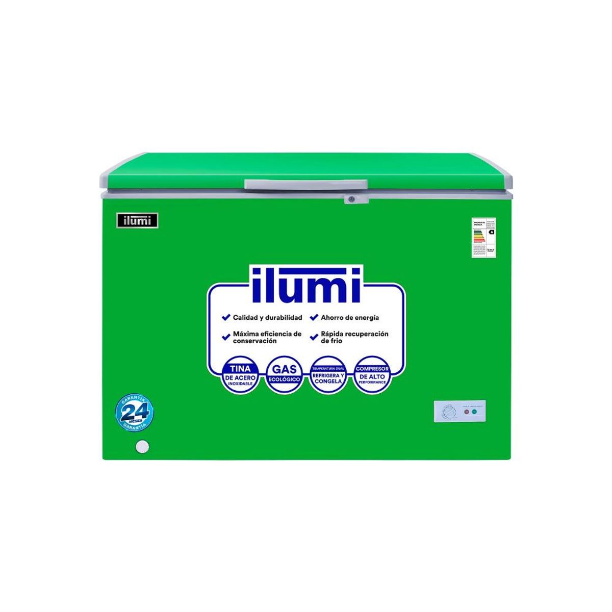 ILUMI - Congelador con tina de Acero Inoxidable TFI-3400GR VERDE