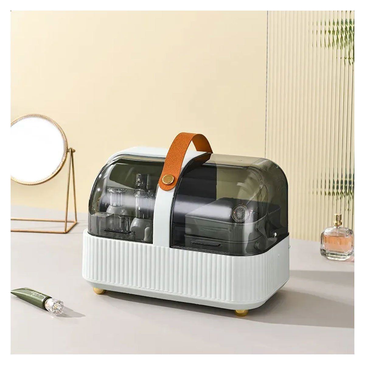 GRETAIL - Organizador De Cosméticos Maquillaje Joyas 4 espacios Portátil Verde Agua