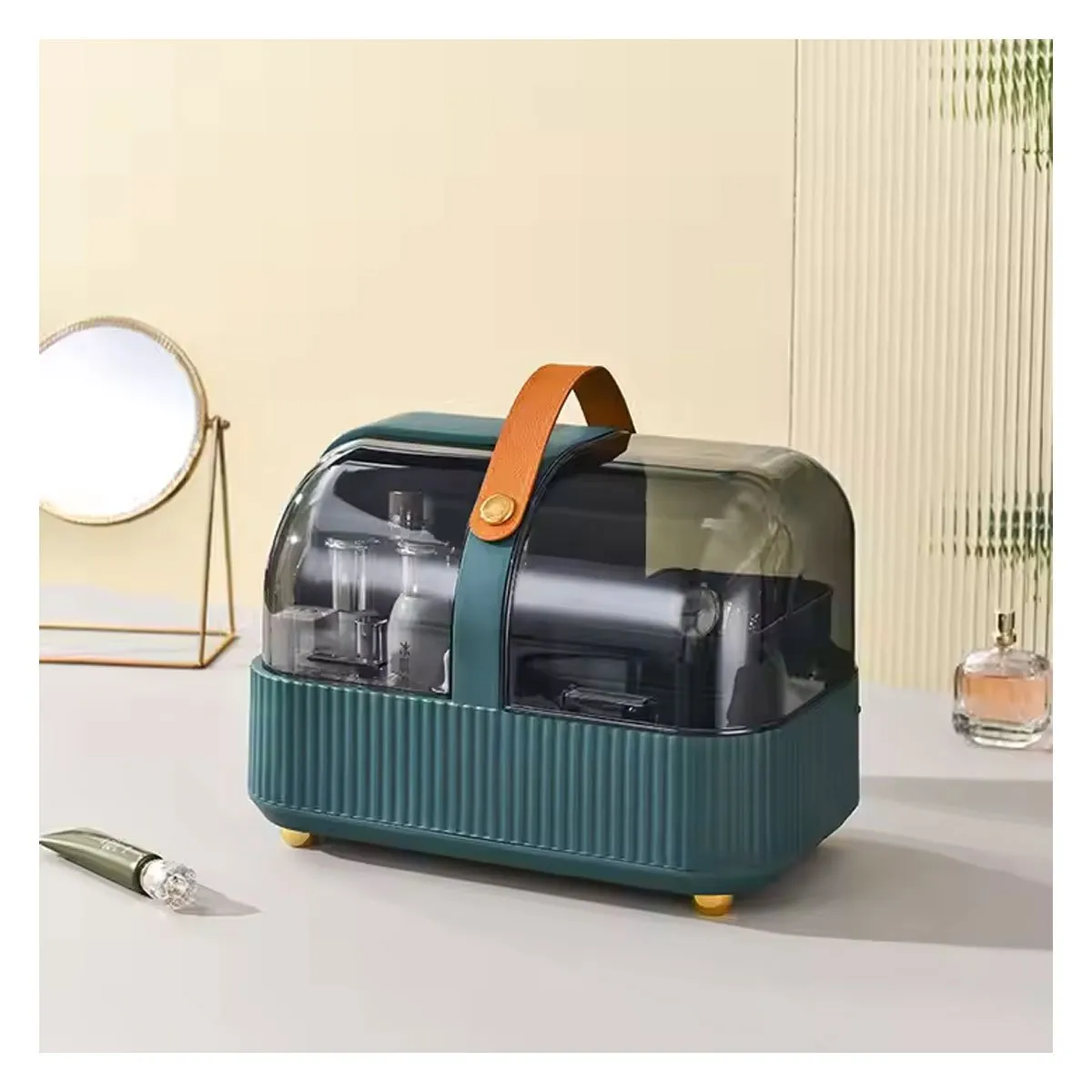 GRETAIL - Organizador De Cosméticos Maquillaje Joyas 4 espacios Portátil Verde