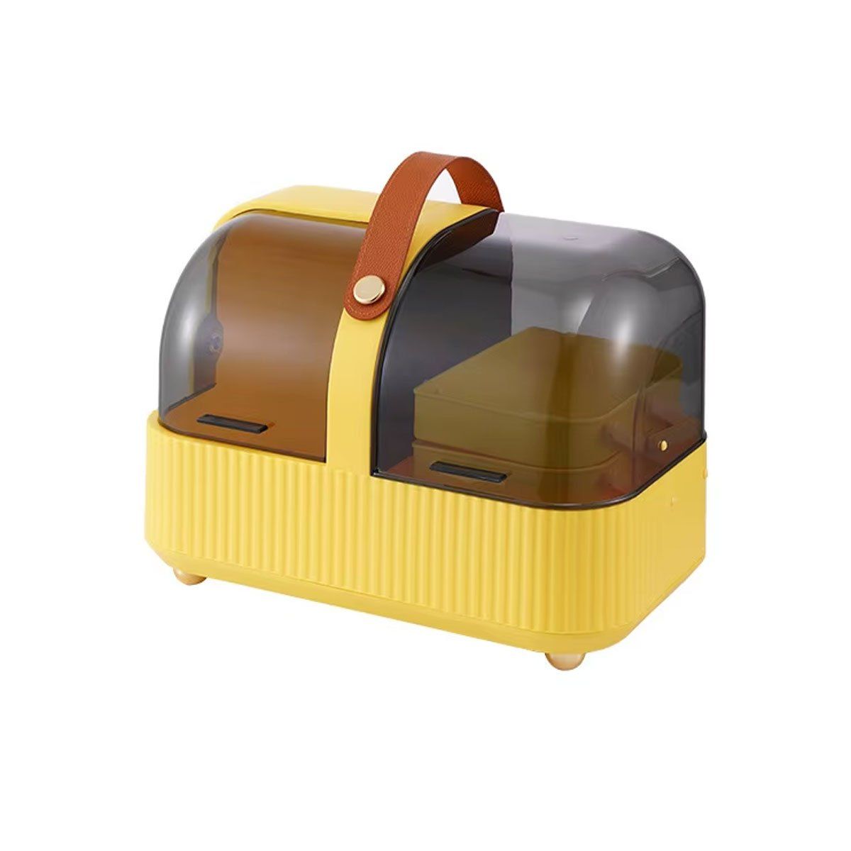 GRETAIL - Organizador De Cosméticos Maquillaje Joyas 4 espacios Portátil Amarillo