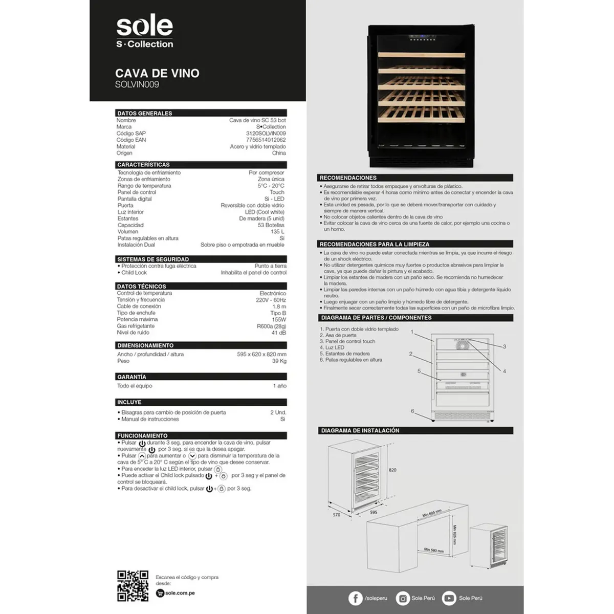 SOLE - Cava  de Vinos Sole 53 botellas  SOLVIN009
