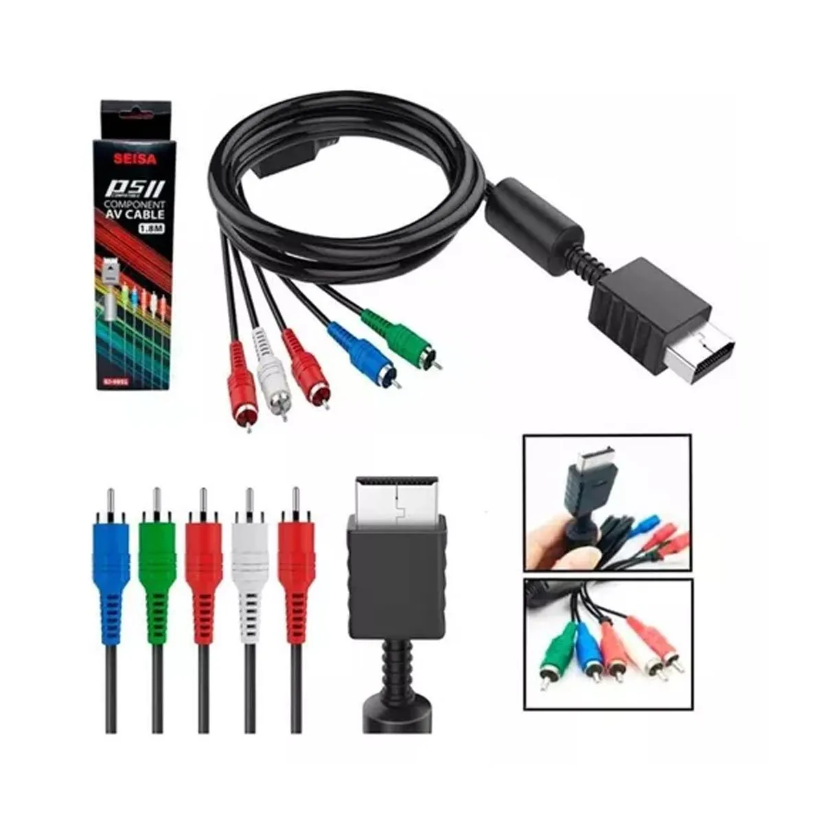SEISA - Cable De Audio Y Video Componente Para Ps2 Ps3