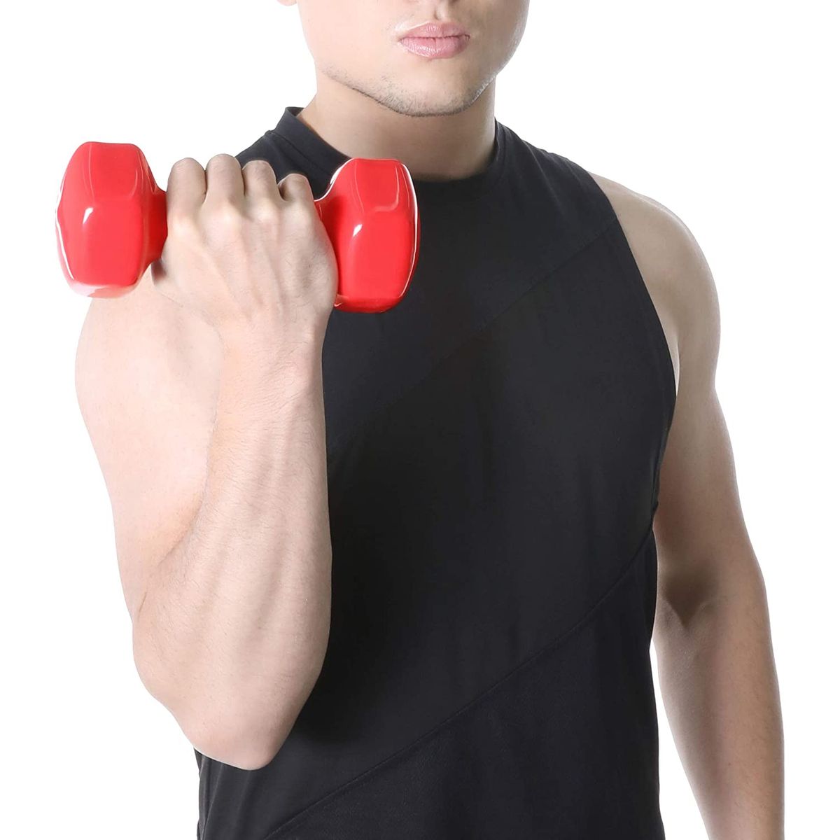 ALPHA GYM - Pesas de vinil para gimnasio Mancuernas antideslizantes 5 kg