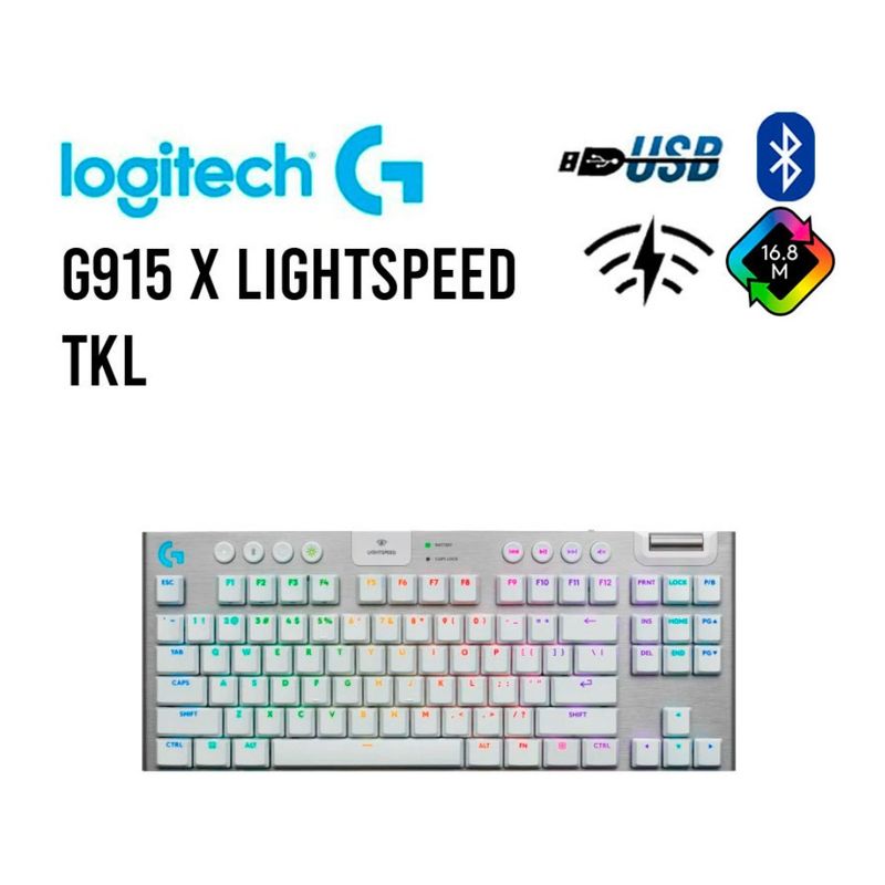 LOGITECH - TECLADO LOGITECH G915 X TKL LIGHTSPEED BLUETOOTH RGB KEYCONTROL NEGRO