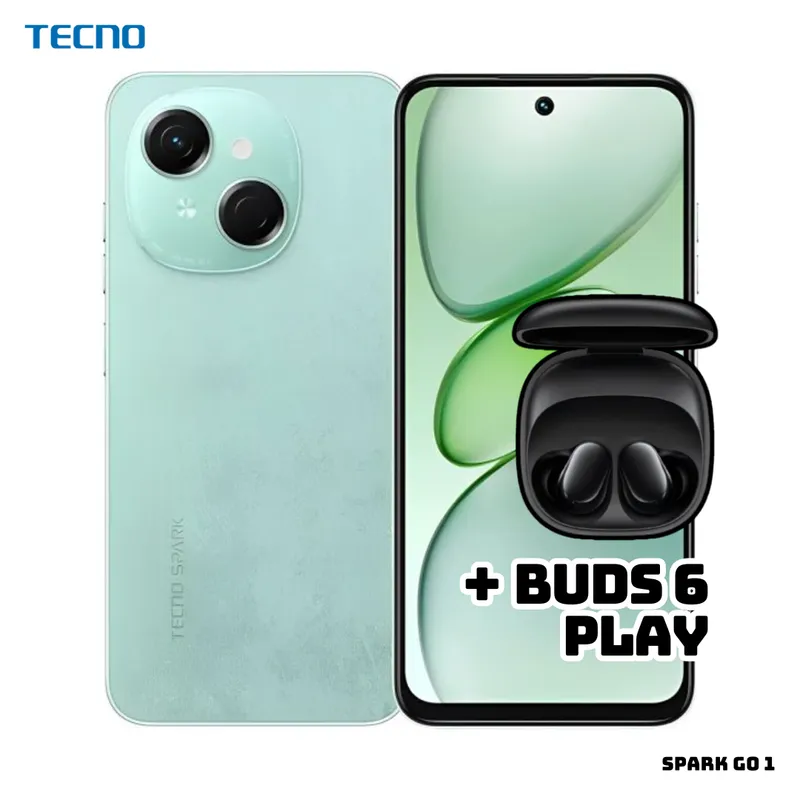 TECNO MOBILE - CELULAR TECNO SPARK GO 1 3GB RAM 64GB ROM - MAGIC SKIN GREEN + BUDS 6 PLAY