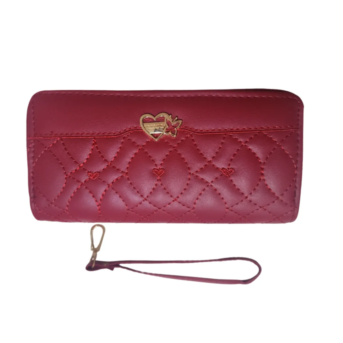 GENERICO - Billetera Cartera de cuero sintético con doble cierre - 19x10 cm