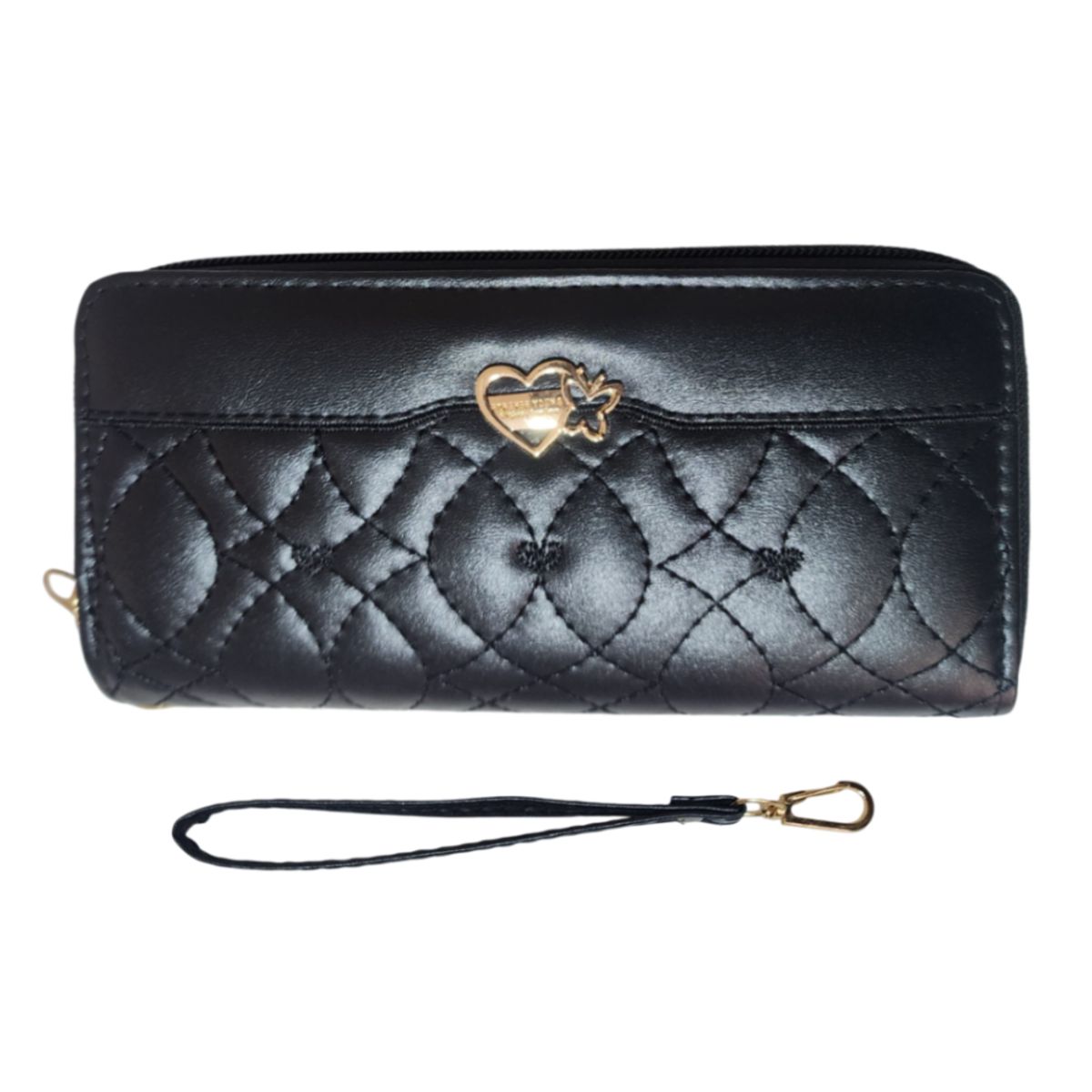 GENERICO - Billetera Cartera de cuero sintético con doble cierre - 19x10 cm