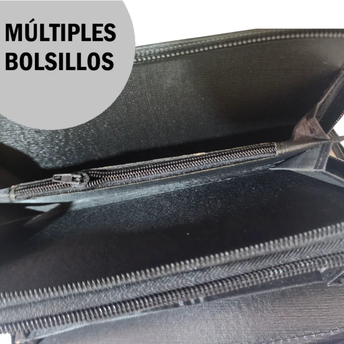 GENERICO - Billetera Cartera de cuero sintético con doble cierre - 19x10 cm