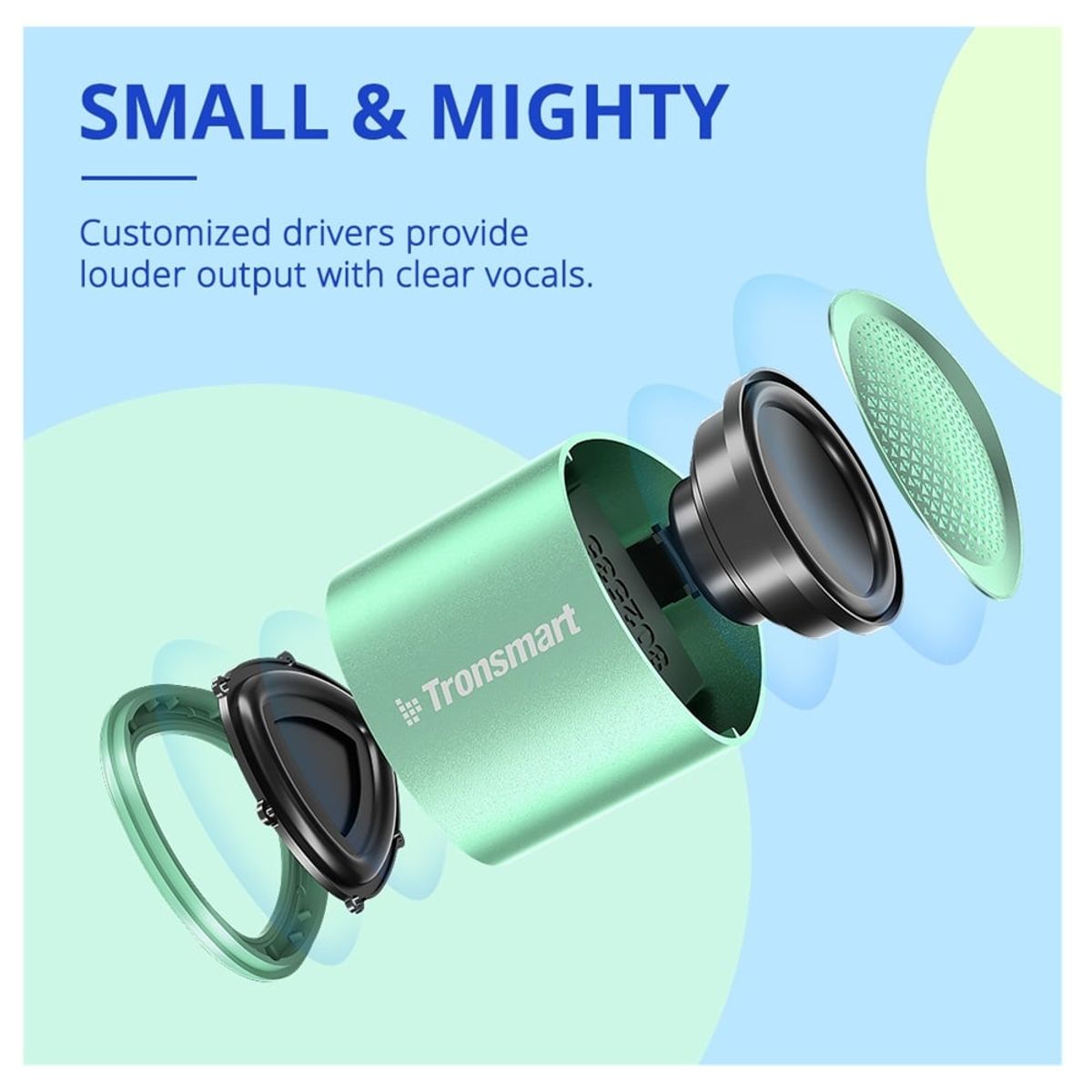 TRONSMART - Minialtavoz portátil NIMO 5W Bluetooth speaker VERDE