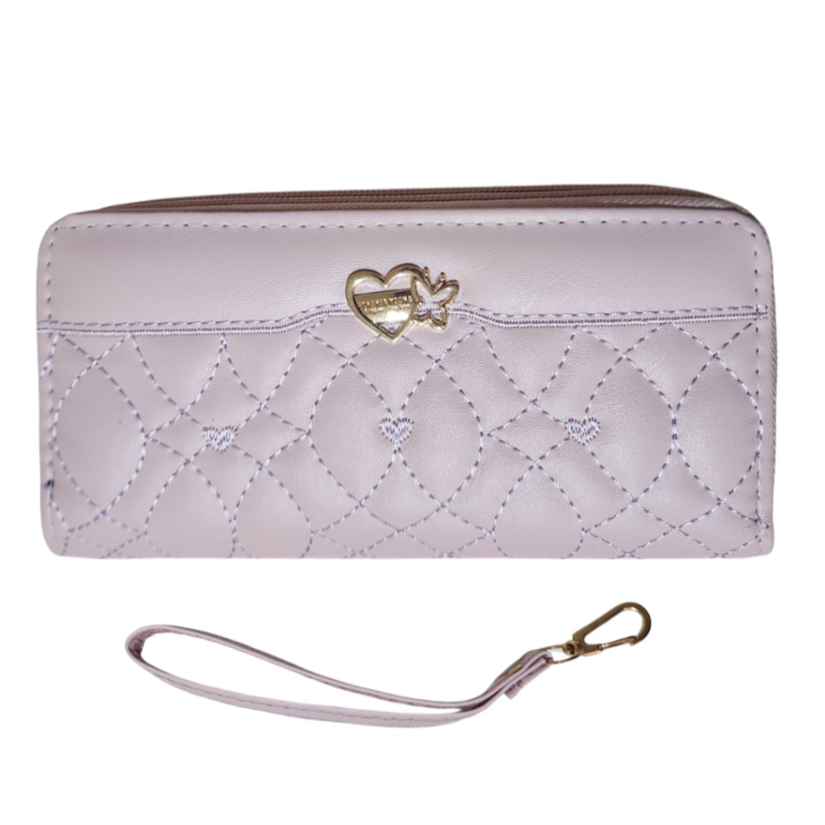 GENERICO - Billetera Cartera de cuero sintético con doble cierre - 19x10 cm