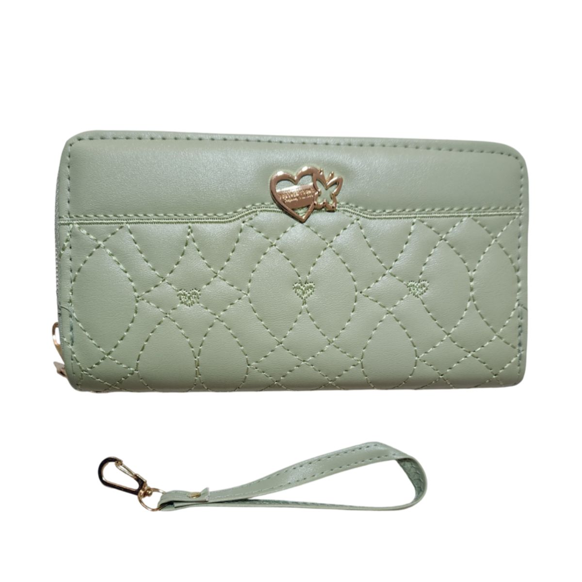 GENERICO - Billetera Cartera de cuero sintético con doble cierre - 19x10 cm