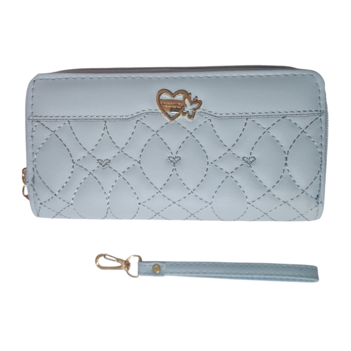 GENERICO - Billetera Cartera de cuero sintético con doble cierre - 19x10 cm