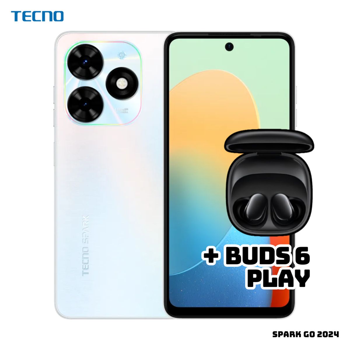 TECNO MOBILE - CELULAR TECNO SPARK GO 2024 2GB RAM 64GB ROM - MISTERY WHITE + BUDS 6 PLAY