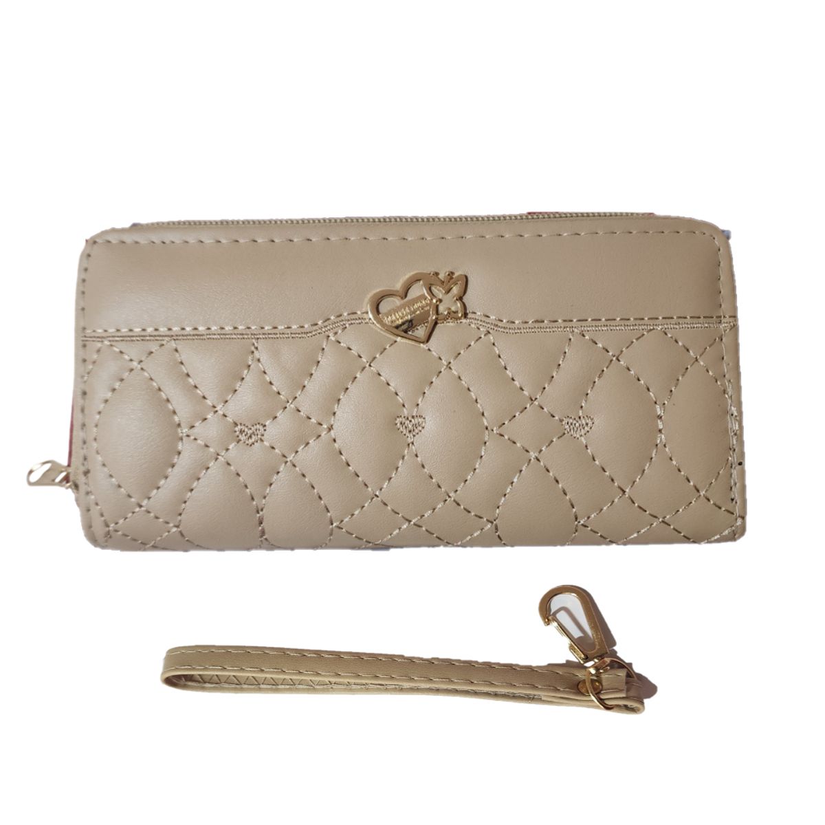 GENERICO - Billetera Cartera de cuero sintético con doble cierre - 19x10 cm