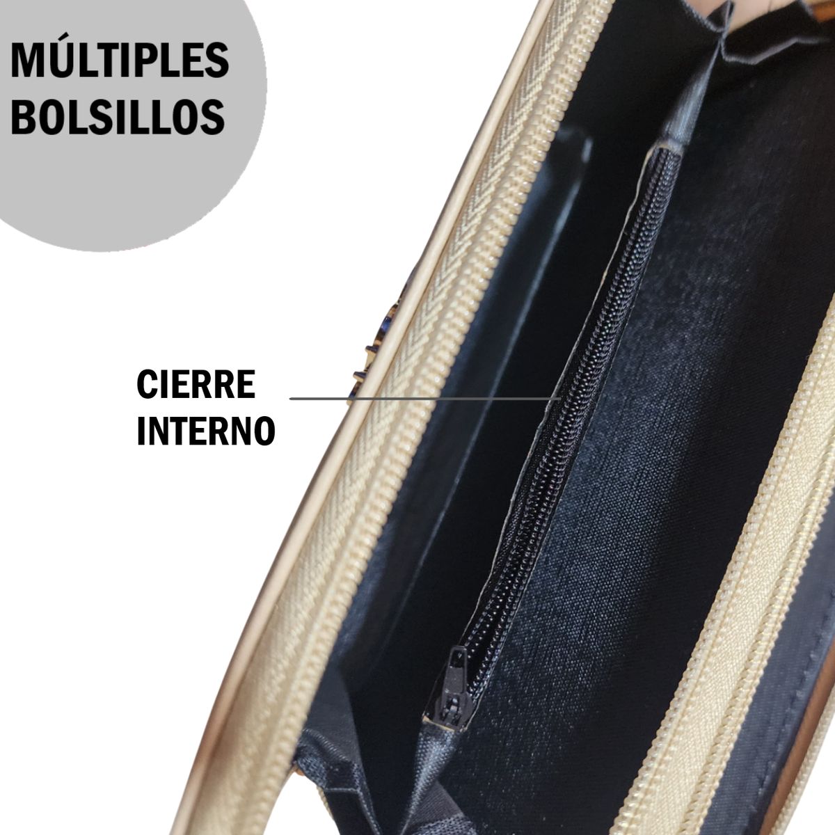 GENERICO - Billetera Cartera de cuero sintético con doble cierre - 19x10 cm