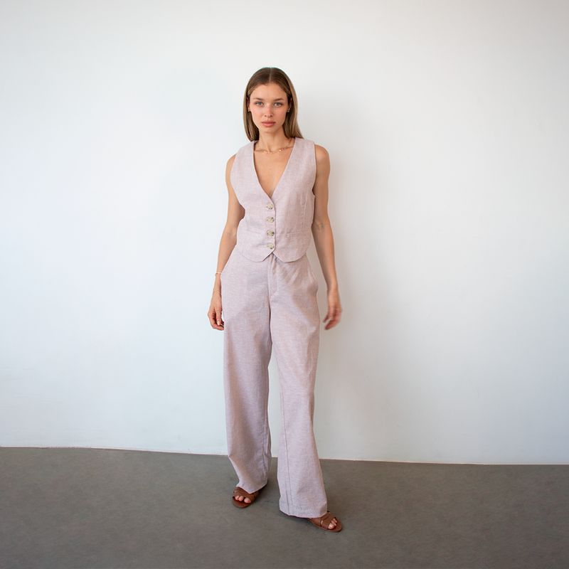 EVANIC - CHALECO SASTRE LINO CAFE