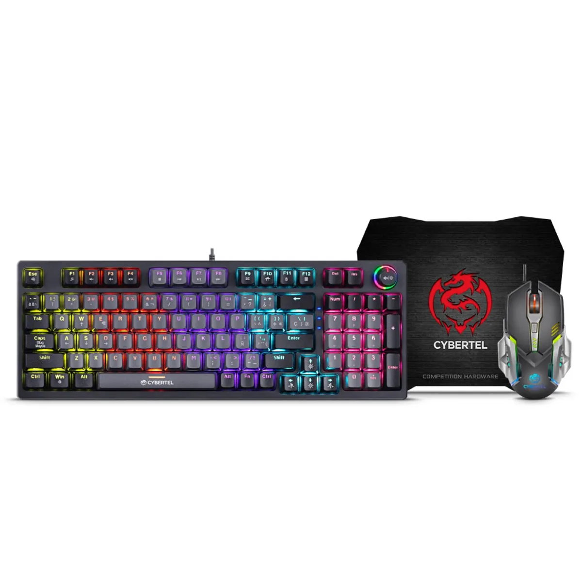 CYBERTEL - KIT STRIKER BLACK CBX GT1802 TECLADO GAMER MECANICO + MOUSE + PAD