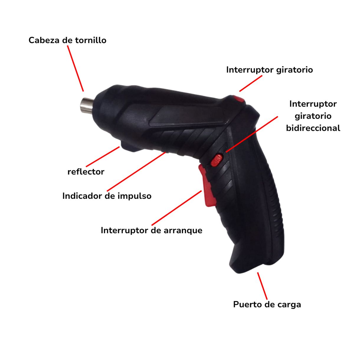 ROSH - Destornillador Eléctrico Recargable  Potencia y Precisión
