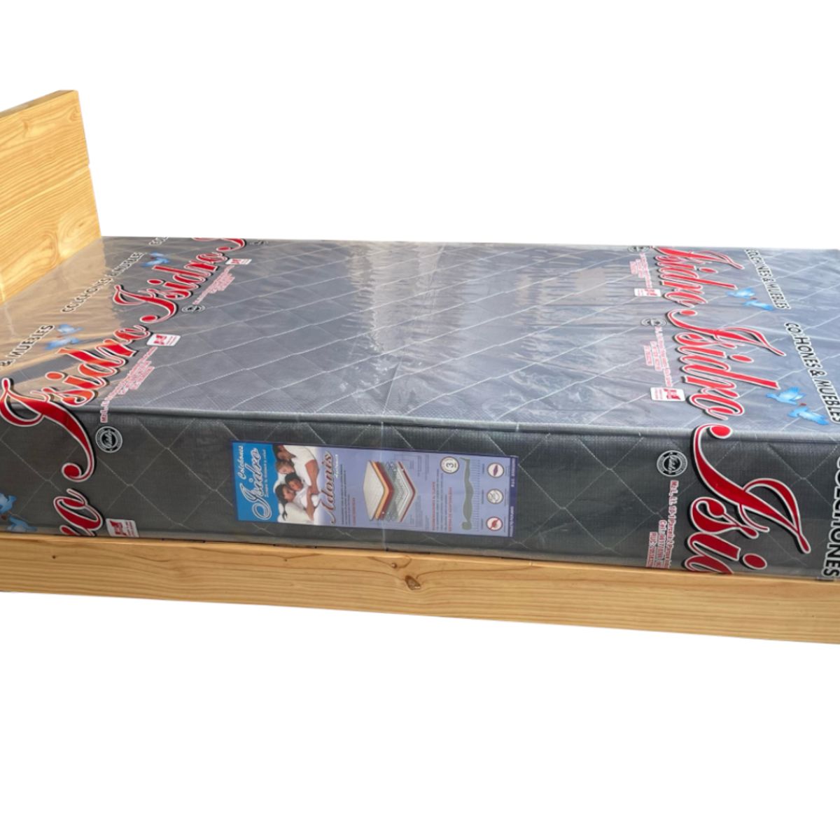 GENERICO - CAMA CON PIECERA PINO DE 1 .5PLZ COLOR NATURAL