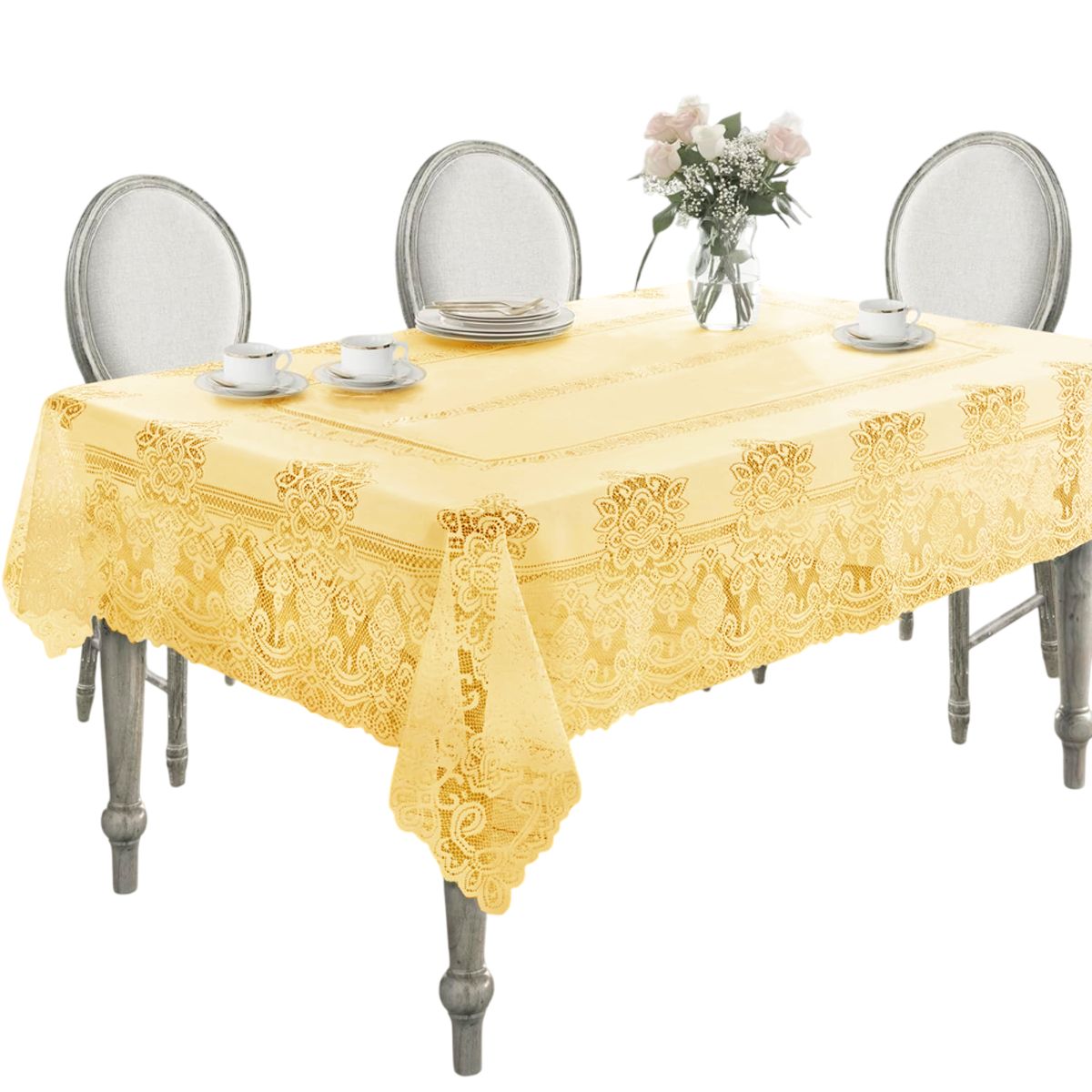 INSPIRA - Mantel de Mesa Encaje Hilo 180 cm x 270 cm