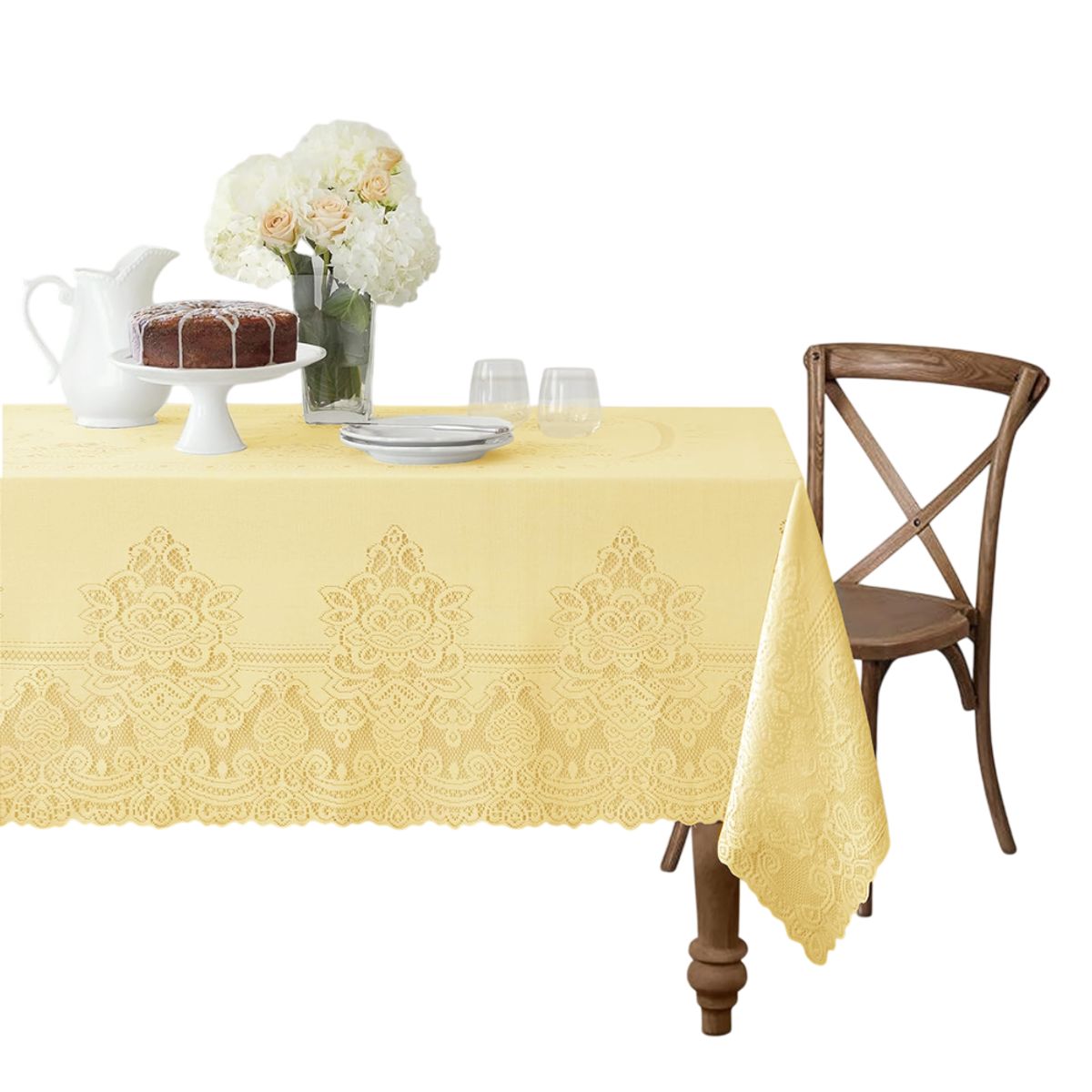 INSPIRA - Mantel de Mesa Encaje Hilo 180 cm x 270 cm