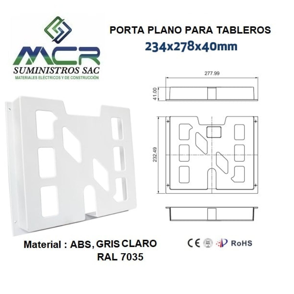 GENERICO - PORTA PLANO O DOCUMENTOS PARA TABLEROS ELECTRICOS A4 230X275X40MM