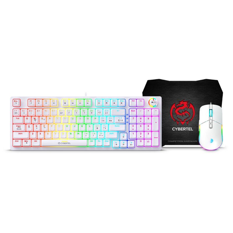 CYBERTEL - KIT CBX GT1802W TECLADO GAMER MECANICO + MOUSE + PAD CYBERTEL