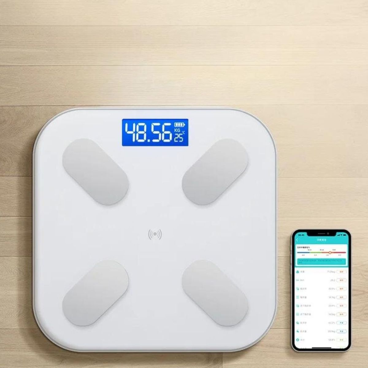 GENERICO - BALANZA INTELIGENTE BLUETOOTH ESCALA DE GRASA CORPORAL - COLOR BLANCO