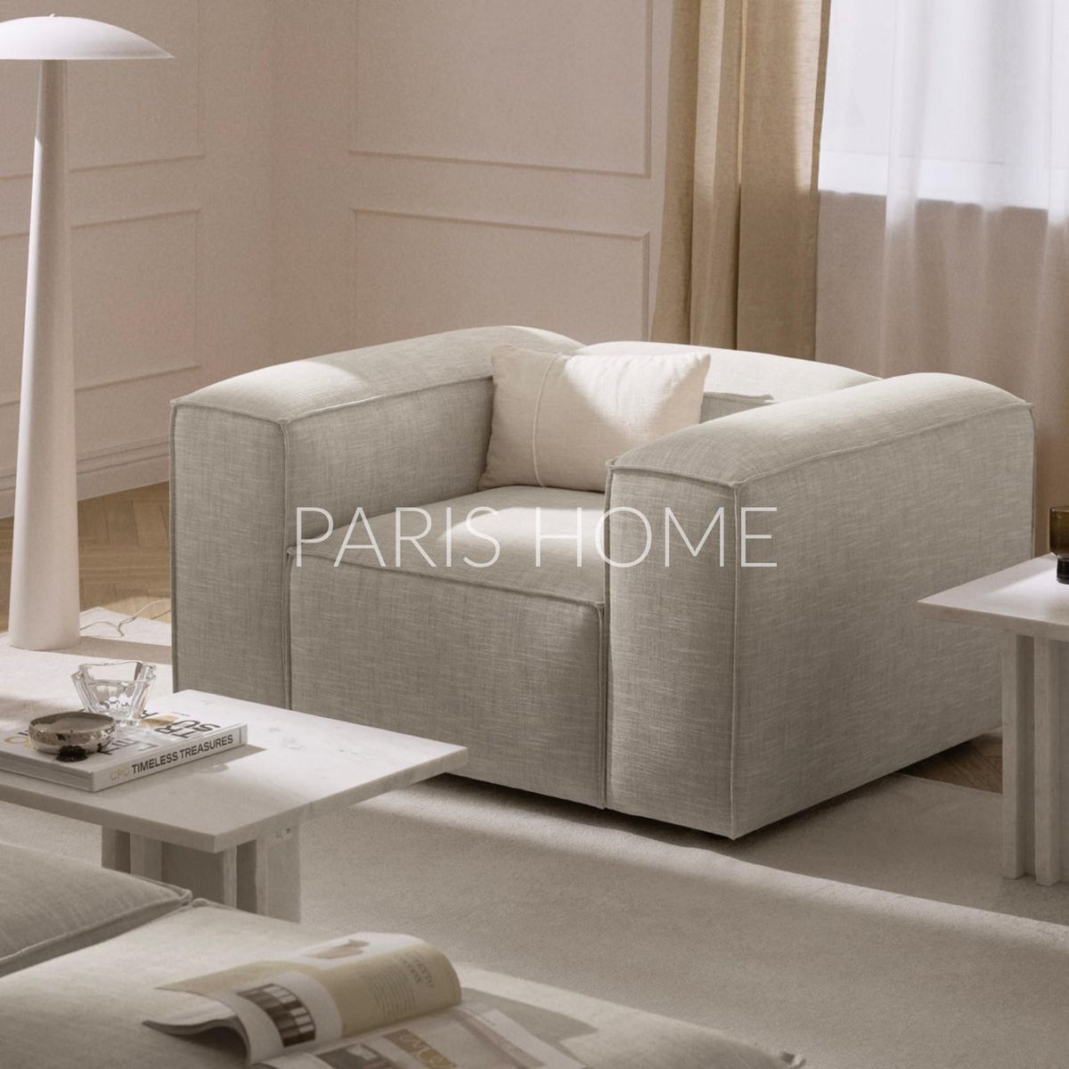 GENERICO - Sofá 1 Cuerpo Monarch Lino - Gris